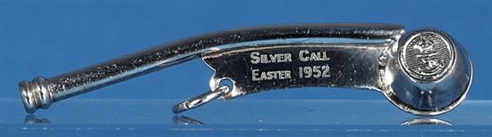 A 1930s silver bosuns call L. 97mm. Weight. 20 grams.